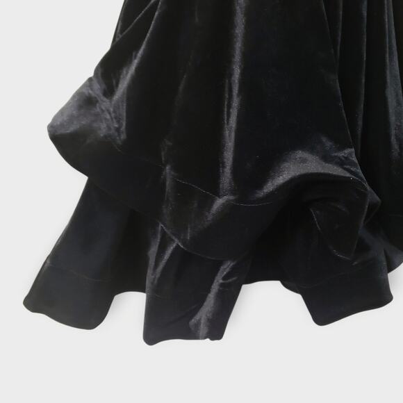 Gothic Black Velvet Red Rose Structured Mini Dress Sz 0 Y2K Dark Romance Prom - Picture 4 of 14